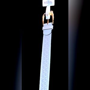 NWT Michael Kors Signature Logo white and tan belt